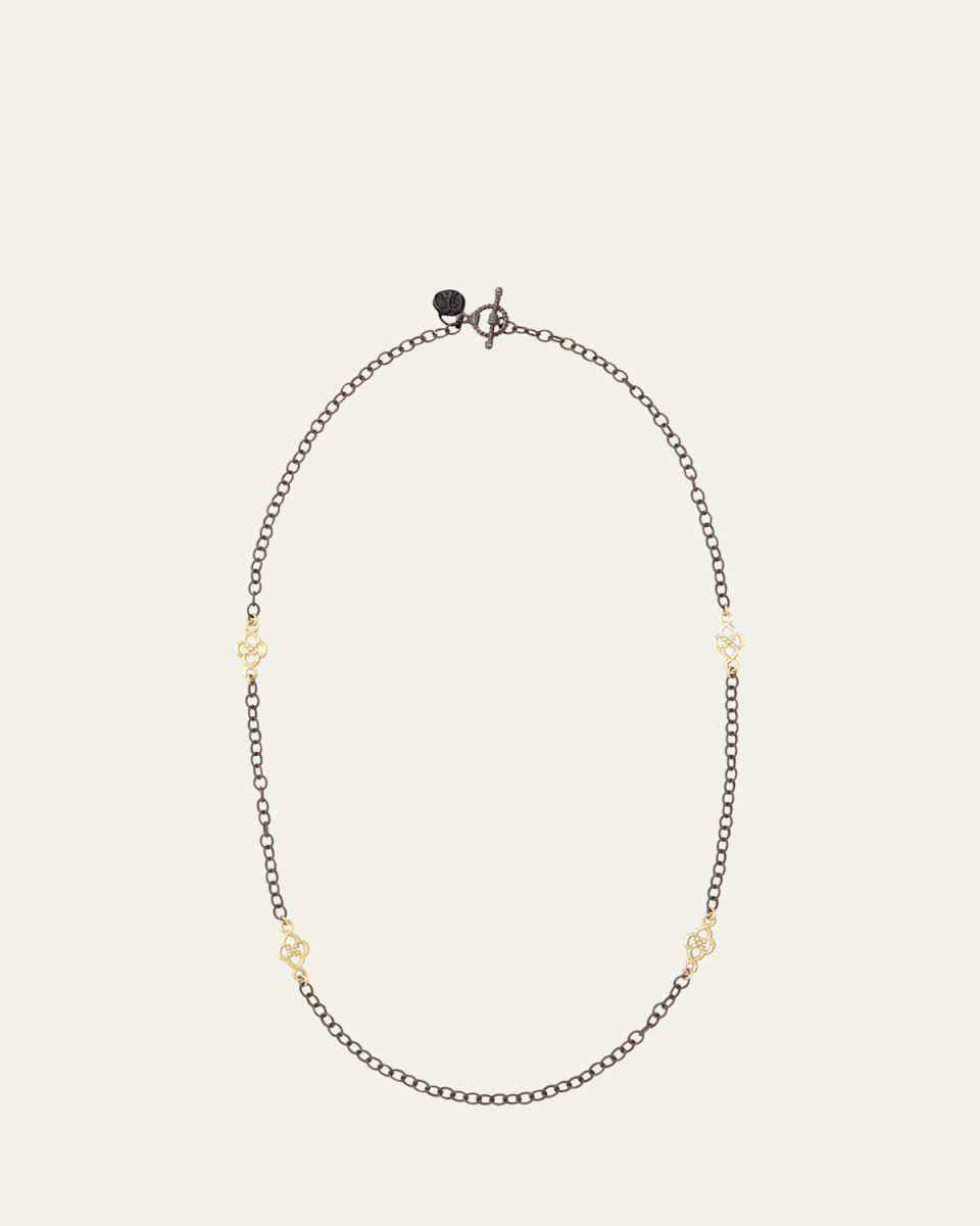 Short Gold-Station Cable-Chain Necklace, 18"L